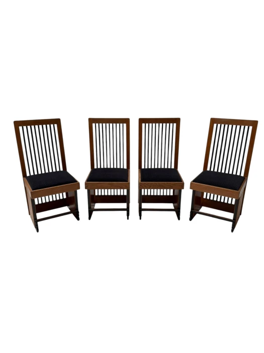 Four Art Deco Modernist High Back Dining Chairs by Architect Caspers, 1920s